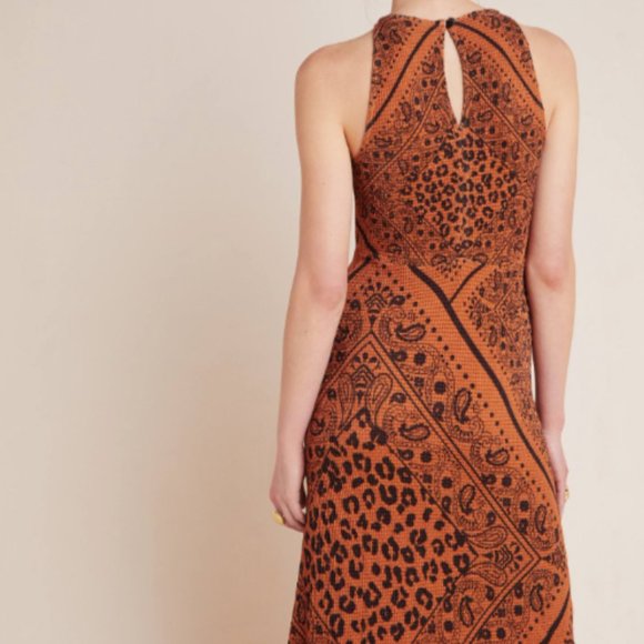 FARM Rio for Anthropologie Brown/Black Midi Dress - Picture 2 of 8